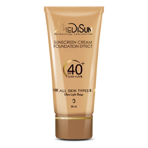 کرم ضد آفتاب کرم پودری بژ خیلی روشن spf 40  انواع پوست صفر مدیسان  30 میلی لیتر
