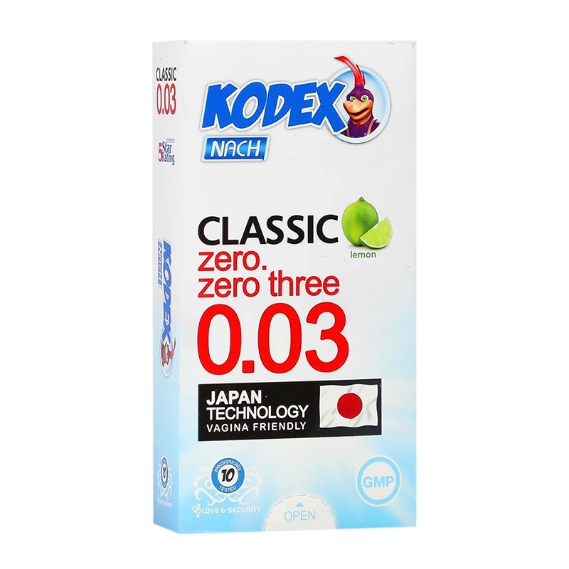 کاندوم کدکس مدل zero three لیمویی بسته 12 عدد